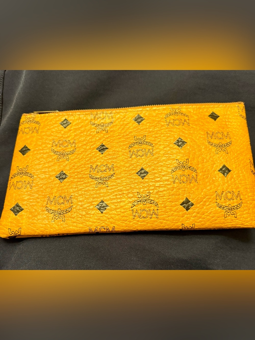 Authentic MCM Visetos Medium Zip Pouch / Cosmetic Case